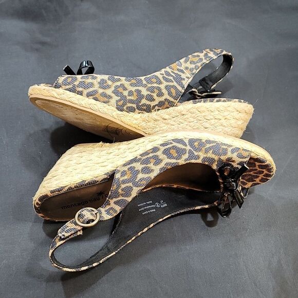 MONTEGO BAY CLUB LEOPARD BROWN CAMINO PEEP-TOE WEDGE SANDAL - Picture 10 of 14
